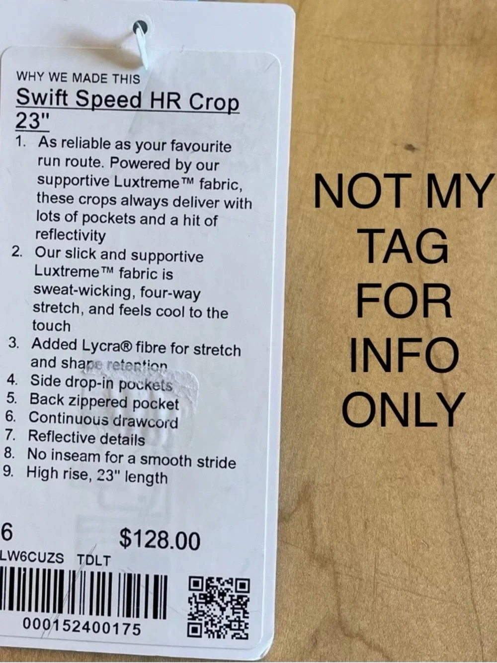Lululemon NWOT Swift Speed HR Crop 23” Tidal Teal Sz 8 Style #LW6CUZS Stunning